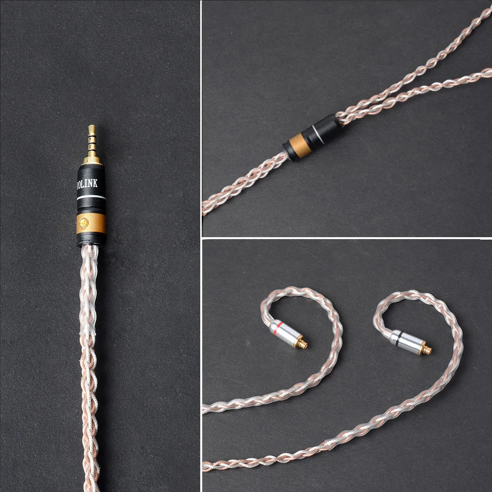 Сделанный на заказ DIY 2,5 мм сбалансированная линия 8 ядер один кристалл Медь Серебро Hifi обновленный MMCX кабель для SE535 SE215 UE900 LZ A4 A5