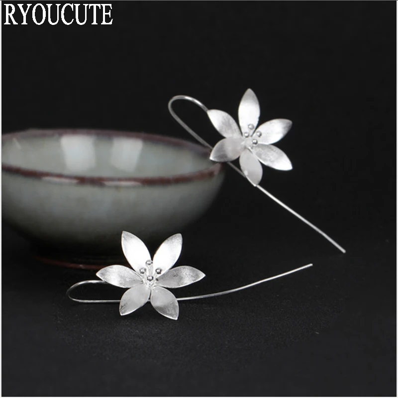 Новый дизайн серебряные серьги в форме цветка лотоса для женщин рождественский