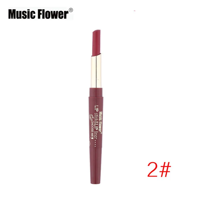 02 Бренд Music Flower, макияж, 12 цветов, 2 в 1, матовый лайнер+ Губная помада Водонепроницаемая подводка, стойкий макияж, набор косметики - Цвет: 02