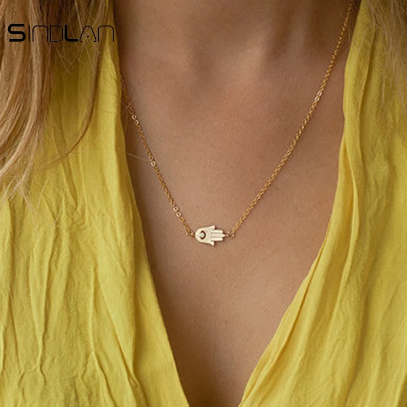 Ожерелье Sindlan модная простая бижутерия Очаровательная цепочка до ключиц Фатима