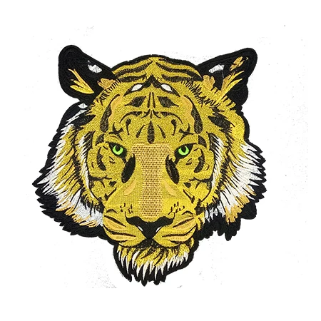 Tiger Новинка! Большой вышитый патч с железом на желтом тигре, голова живой тигр, леопард, змеиный кобр хорошо подходит для моторной куртки мода - Цвет: Tiger