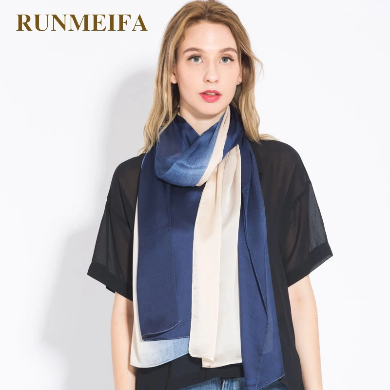 [RUNMEIFA] Новые Модные Шелковые шарфы пашмины для женщин весна осень тонкий градиент