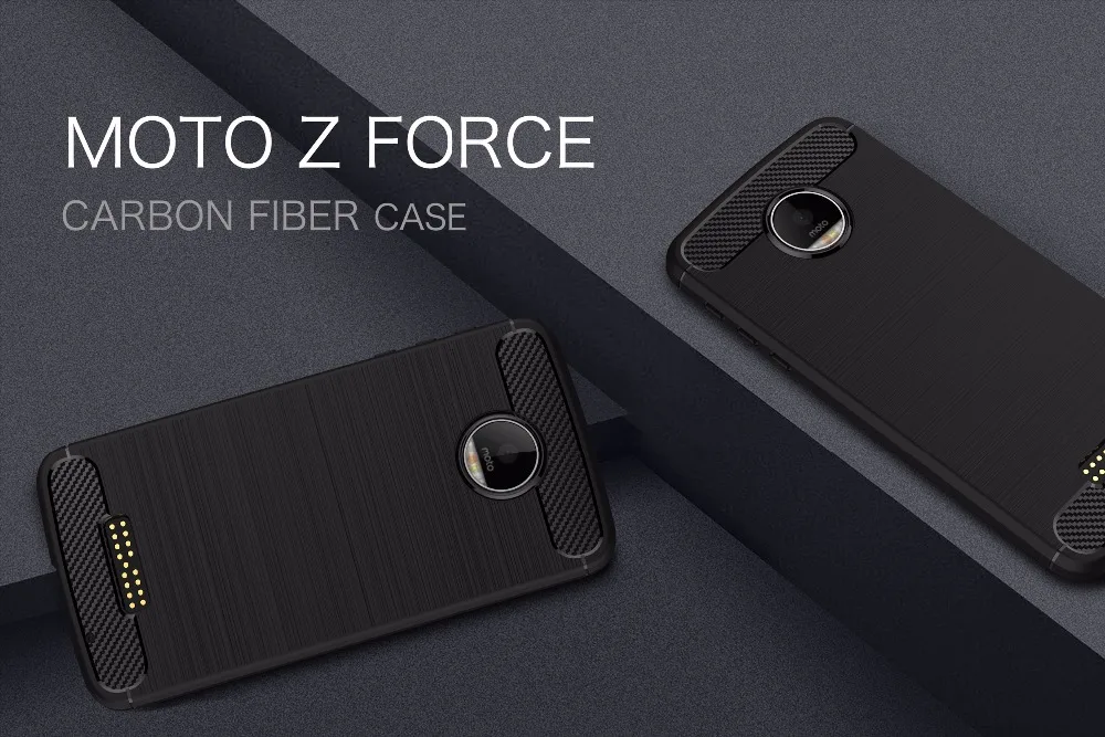 Окружающей среды Carbon Fiber Case Для Motorola MOTO Z Force Мягкая Противоскольжения Обложка