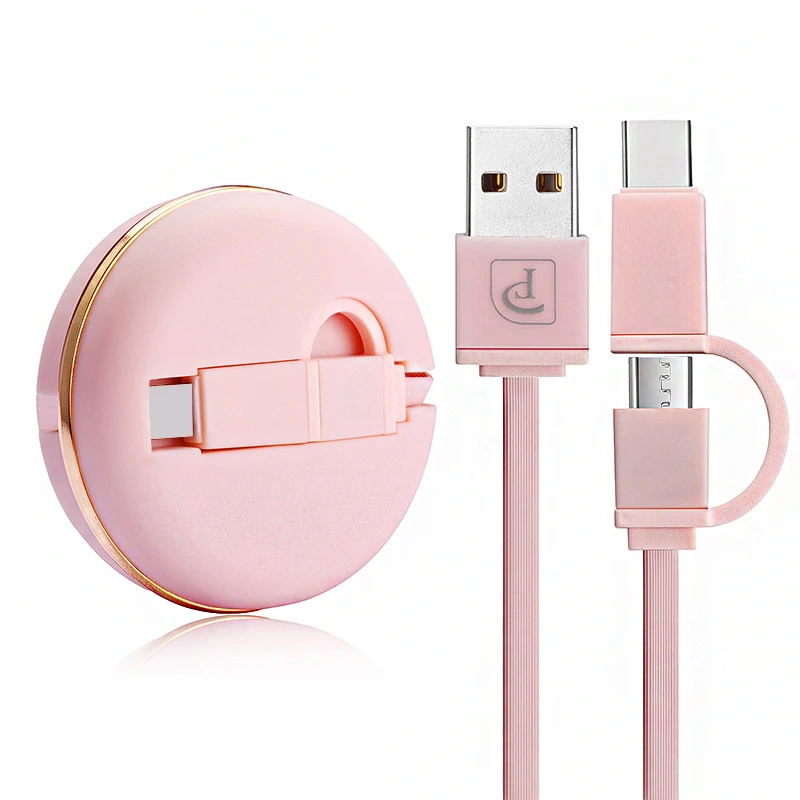 OATSBASF 2 In 1 USB Cable Micro &amp Type C for Samsung Xiaomi Huawei Retractable Portable For Android Data Transfer | Мобильные