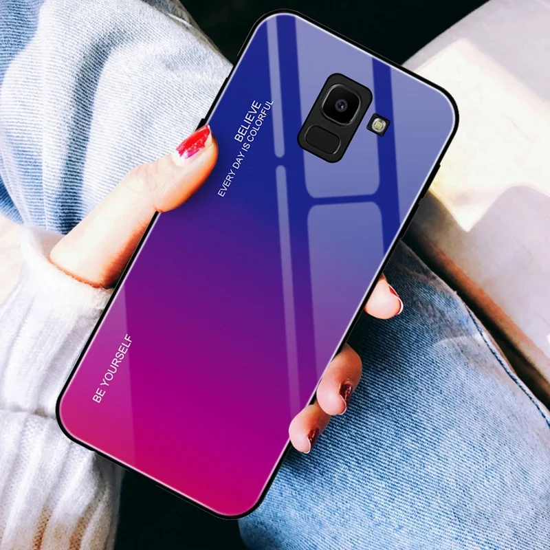 1 шт Для samsung Galaxy J4 Plus J6 Plus анти-чехол от царапин мягкий край закаленное стекло твердая задняя крышка для Galaxy A6 Plus A8 Plus