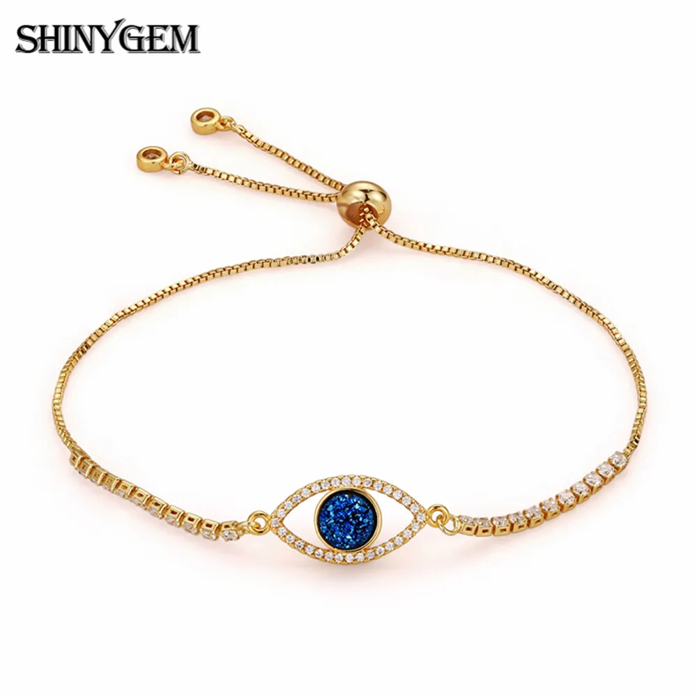 ShinyGem браслеты с кристаллами сглаза нежные инкрустированные Цирконом 24K