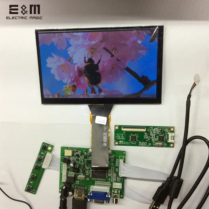 

7 inch 1024*600 Capacitive Touch Screen 4 Point LCD Panel Module 720P HDMI VGA USB Car Raspberry Pi 3 Monitor Display