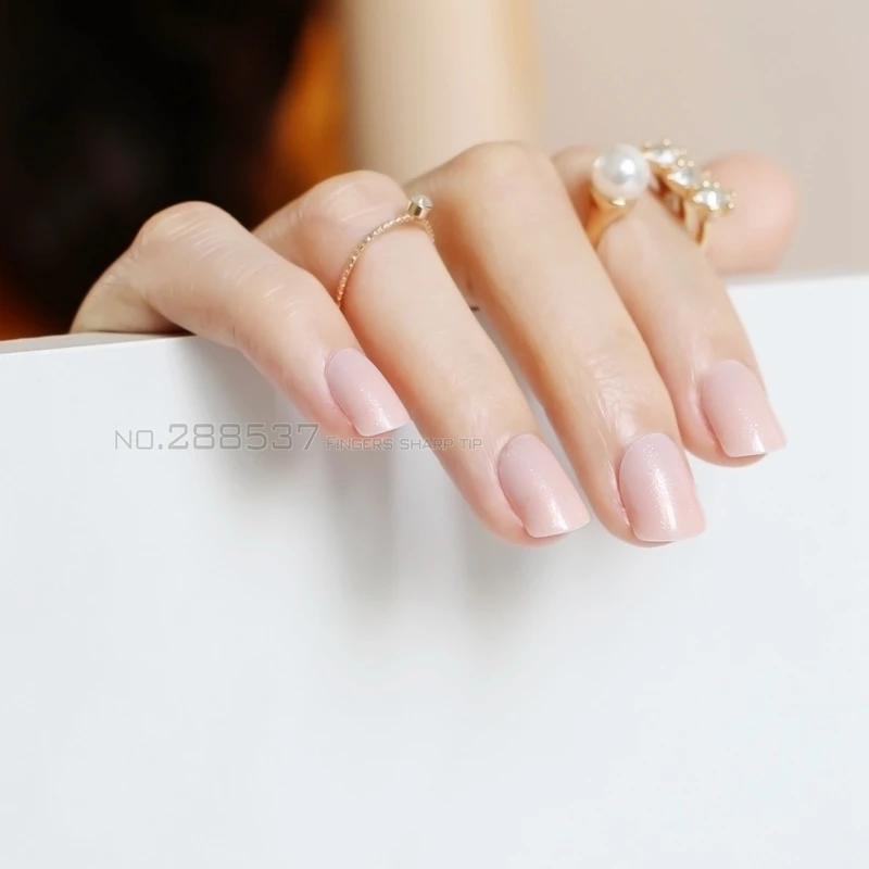 24 шт. блестящие накладные ногти телесного цвета яркие короткие круглые