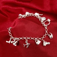 pure silver 925 bracelets for women personality charm bracelet bangles wristband pulseira wedding bridal jewelry accessories