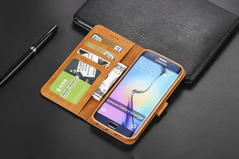 Роскошный кожаный флип-чехол в стиле ретро для samsung Galaxy S6 S7 Edge S8 S9 Plus A8 Plus чехол-кошелек с отделением для карт чехол Fundas