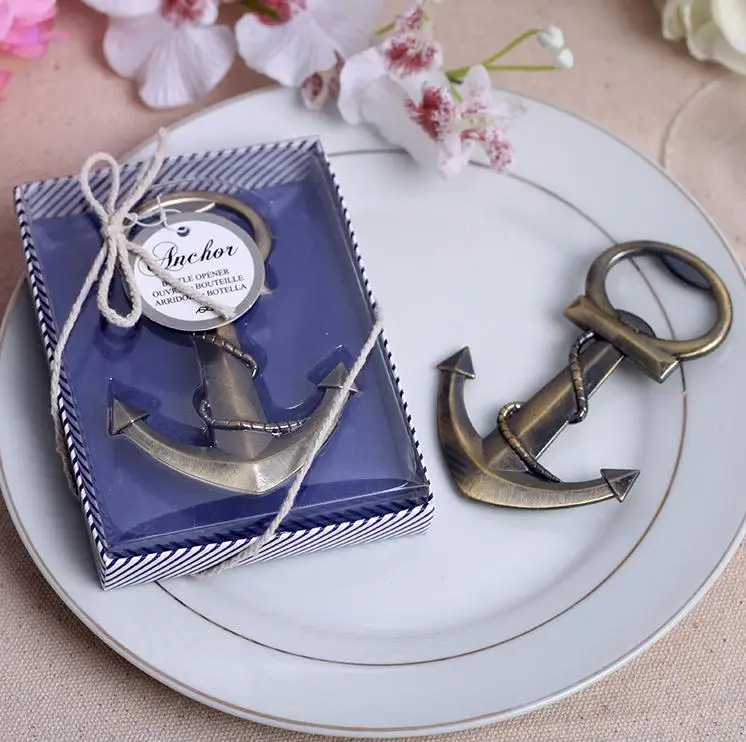 

Free shipping 100pcs/lot factory price stainless steel bronze anchor bottle opener wedding gift souvenirs SN084