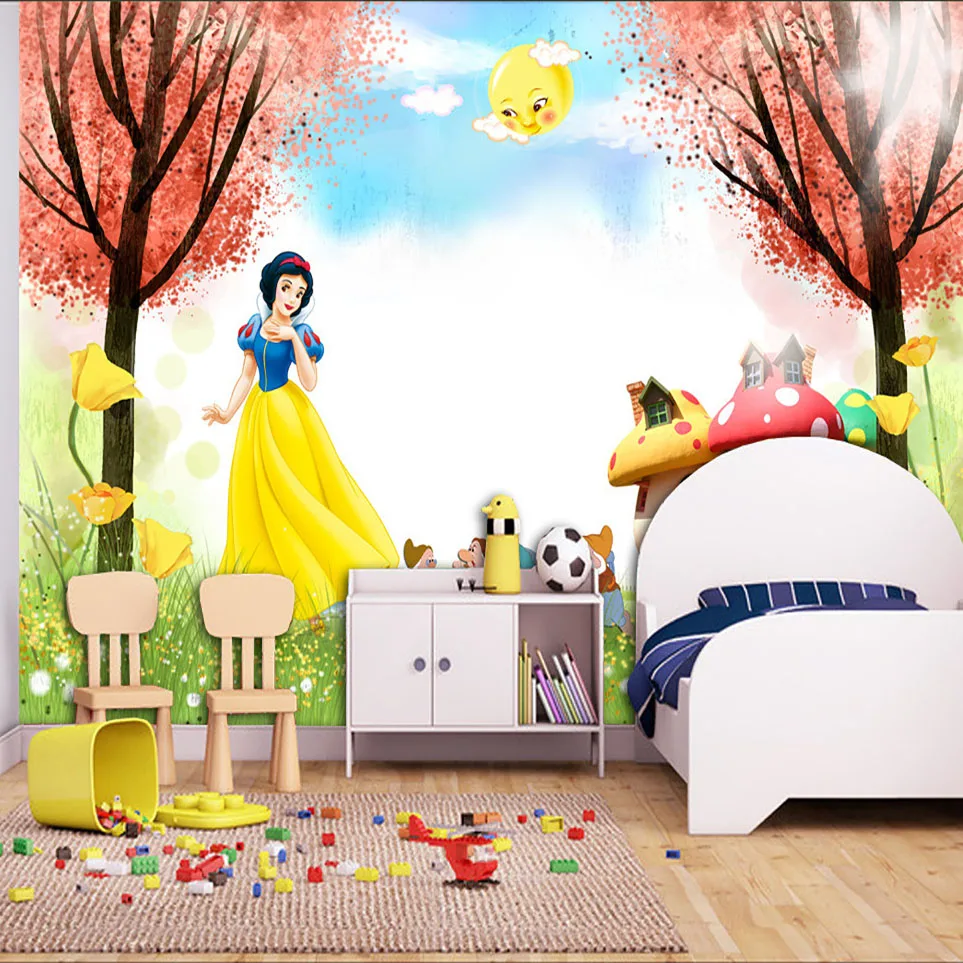 

Cartoon 3D Wallpaper Snow White Photo wallpaper Princess Wall Mural interior decoration Girls Bedroom Hotel Art Room deocr Trees