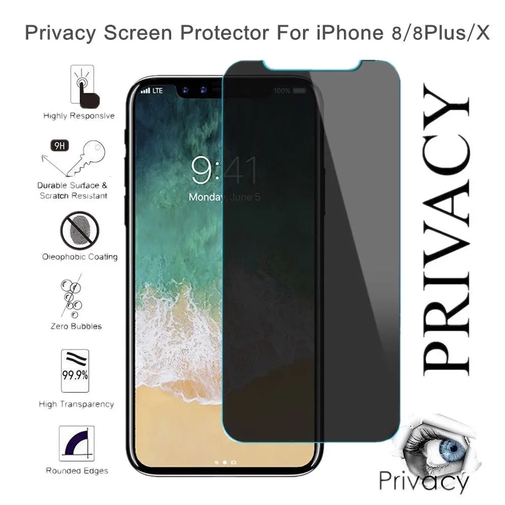 Anti Spy Tempered Glass For iPhone 7 6 6S 8 Plus X XS XR Privacy Screen Protector Film Max Protective | Мобильные телефоны и