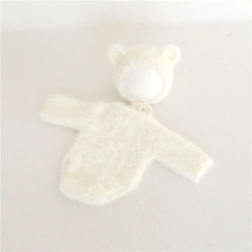 Pink Baby Girl Bear Hat Knitted Fuzzy Newborn Photo Outfit Vintage Romper Set Photogrpahy Overalls Infant Bodysuit | Детская одежда и