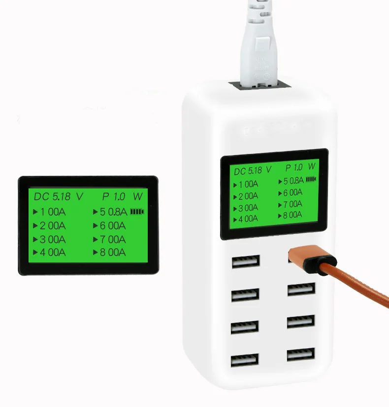 Smart USB Charger 40W with LCD Display 8 Power Ports for Mobile Phone and Tablets | Мобильные телефоны и аксессуары