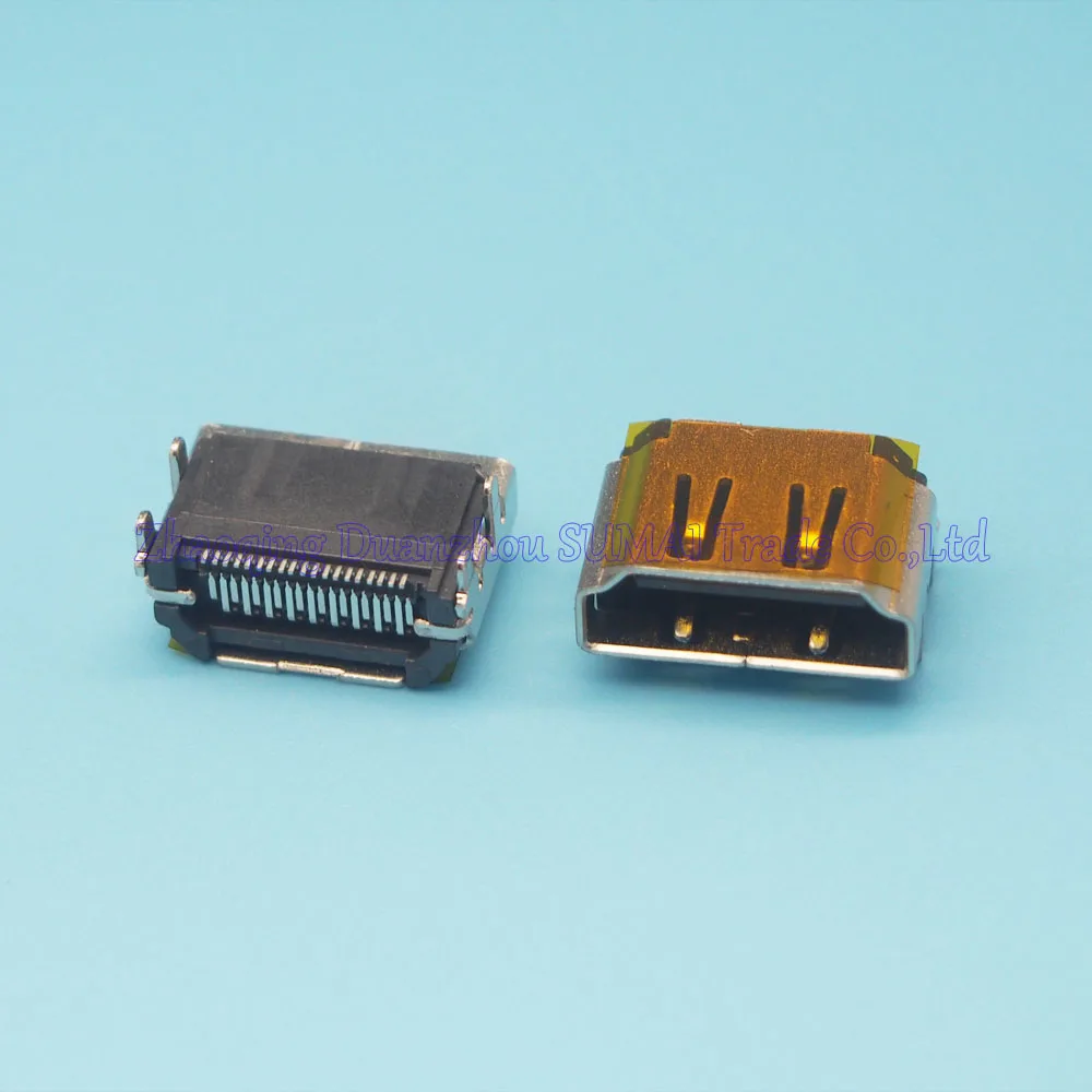 Высококачественный гнездовой разъем HDMI 100 шт./лот 19 контактный 4 фиксированных