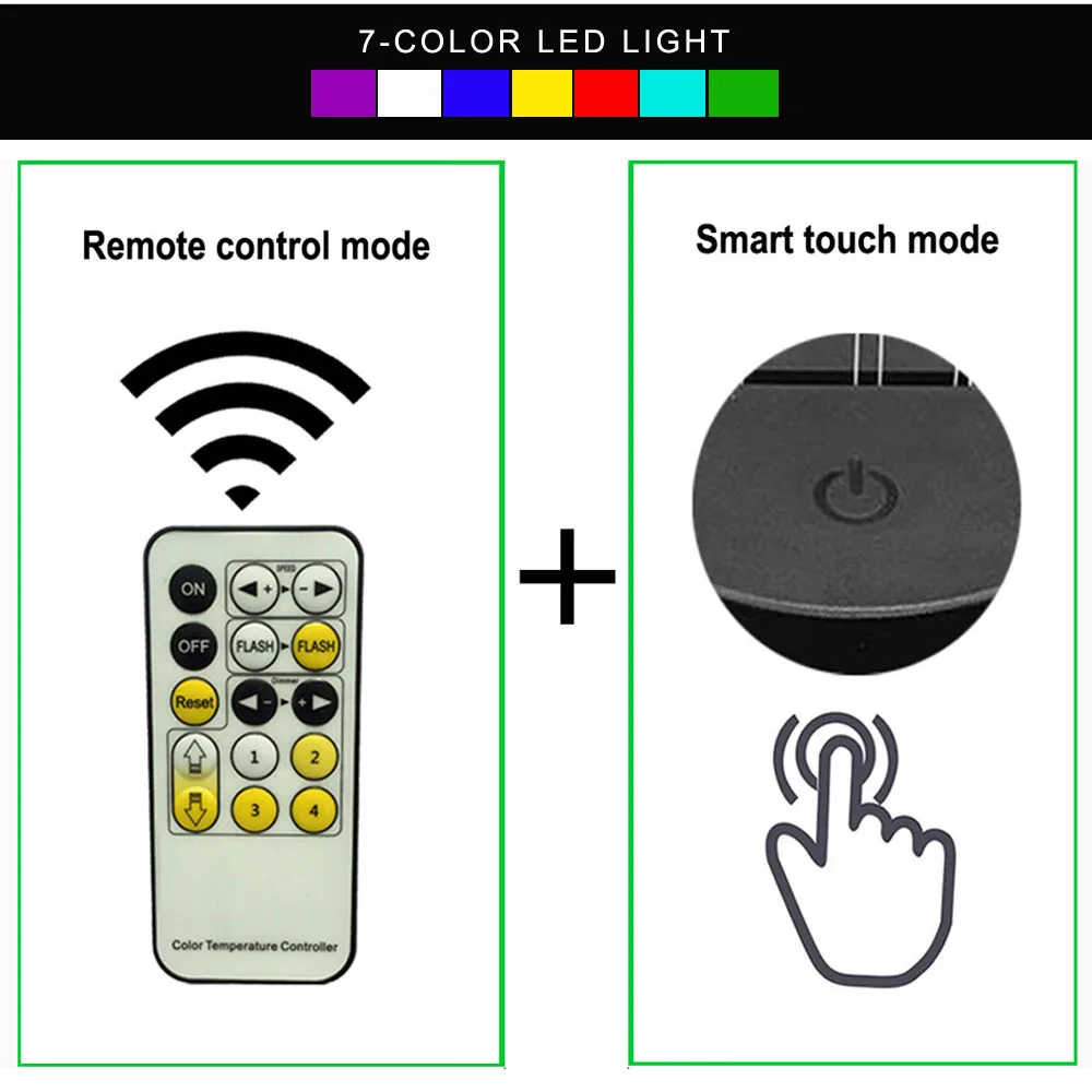 Светодиодный ночник для мотоциклов иллюзия 3D изменение цвета RGB USB/батарея