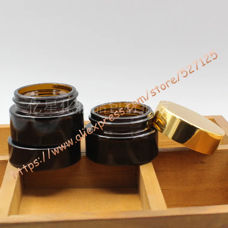 20 г Янтарная/коричневая стеклянная банка для крема с алюминиевой крышкой многих