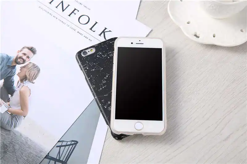 Модный мягкий чехол IMD с изображением ночного звездного неба для iphone 6s 6 plus 7 8 plus X, черный и белый созвездие, мягкая шелковая задняя крышка Fundas