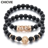chicvie 2pcsset handmade animal lion bracelets bangles charms for women men luxury brand jewelry making bracelets sbr190011