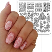 flower plant pattern image plastic nail stamping plates 66cm square stencils for nails stamping nail art tools