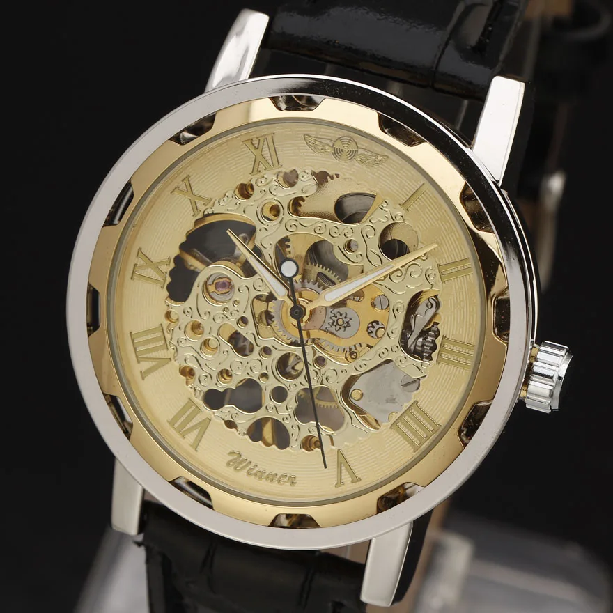 2016 Топ бренд Winner роскошный кожаный ремешок чехол передач Римский индекс