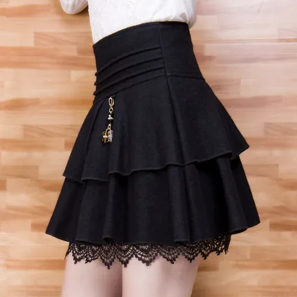 Короткие шерстяные юбки с высокой талией осенне зимняя многослойная юбка пачка