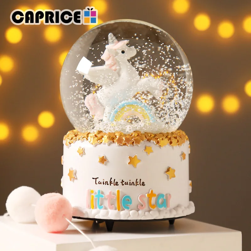 Хрустальный шар милая светодиодная лампа Музыкальная Коробка лошадь луна радуга