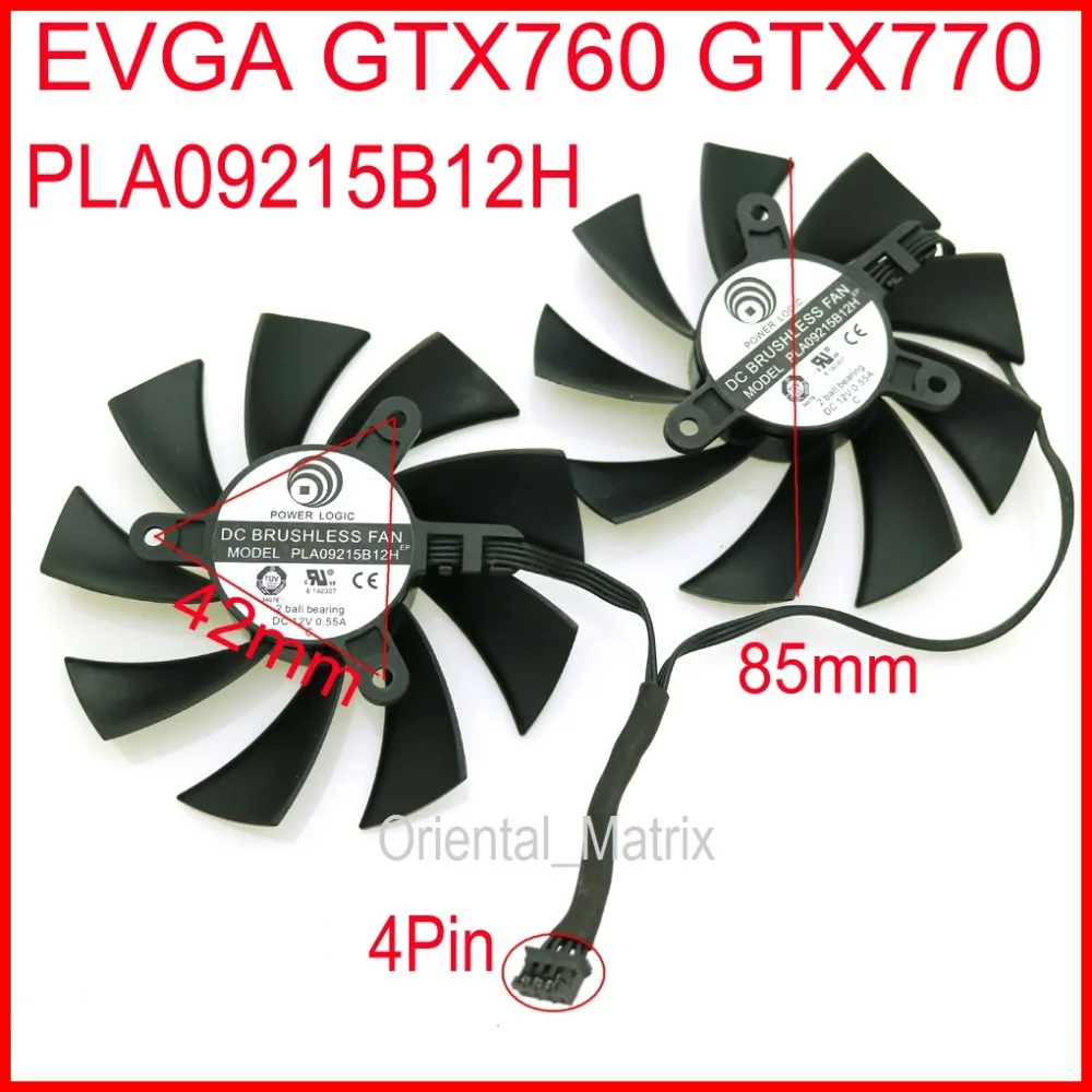 

Free Shipping PLA09215B12H 12V 0.55A 85mm 42*42*42mm 4Wire 4Pin Fan For EVGA GTX760 GTX770 Graphics Card Cooling Fan