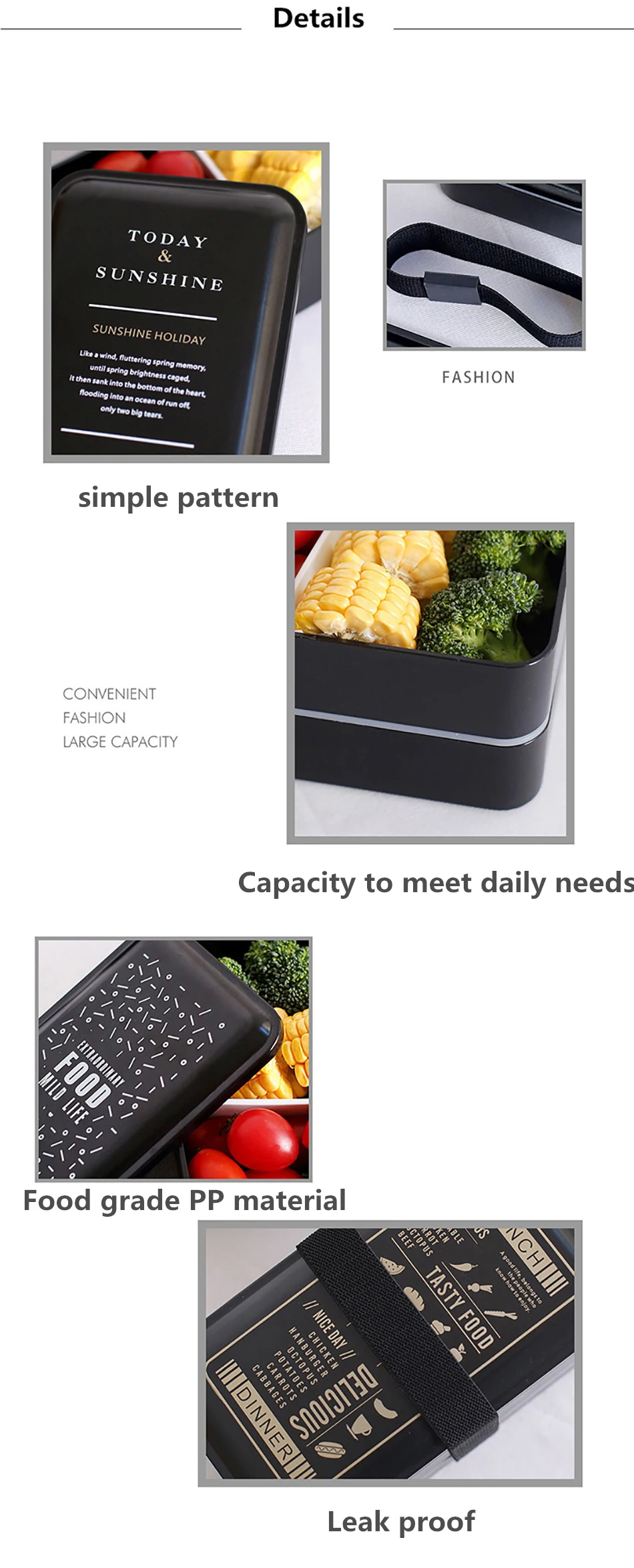 ONEUP BPA Бесплатный Ланч-бокс двухслойная портативная коробка для бенто экологически чистый контейнер для еды с отделениями герметичный Microwavable