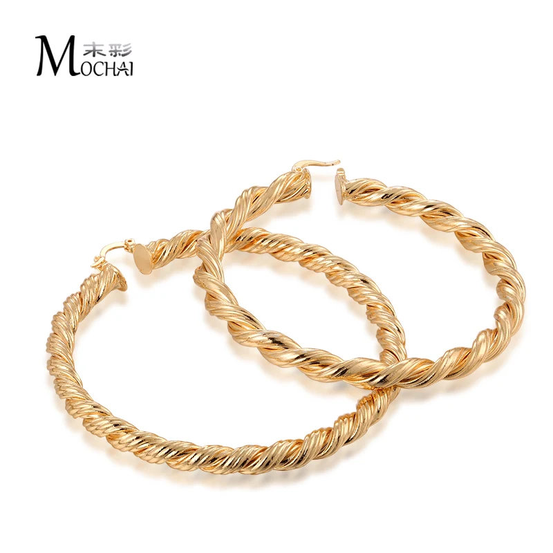 Модные большие круглые серьги золотого цвета веревка витая петля серьги-кольца