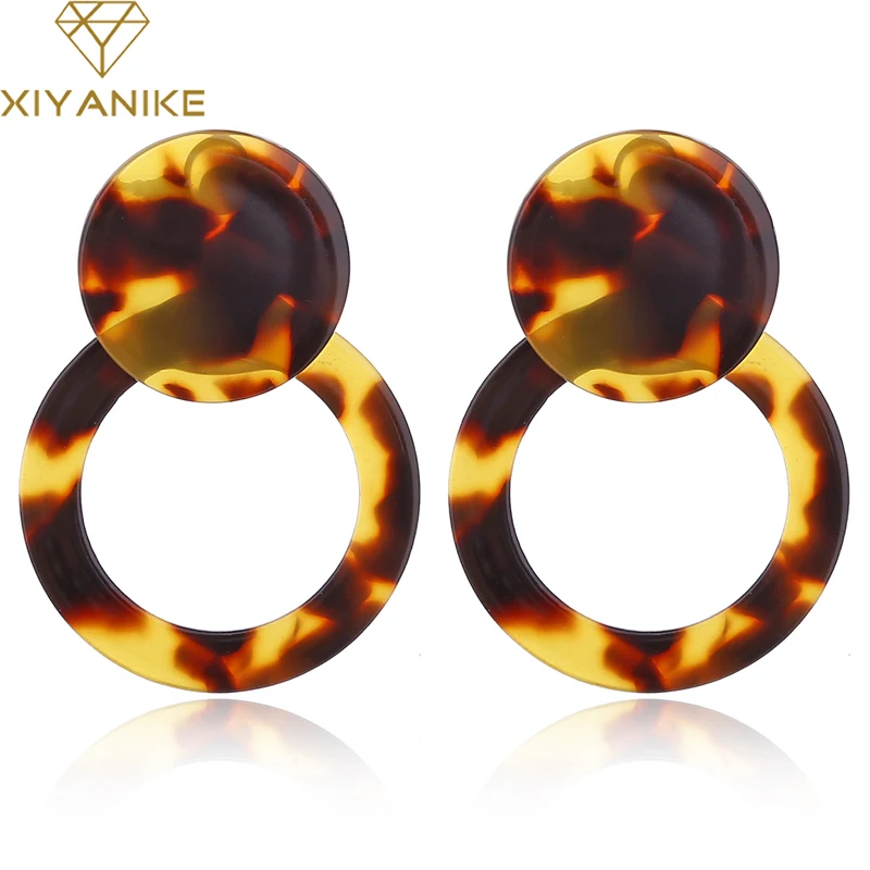 XIYANIKE 2018 новые двойные круглые серьги с леопардовым принтом сплав в стиле