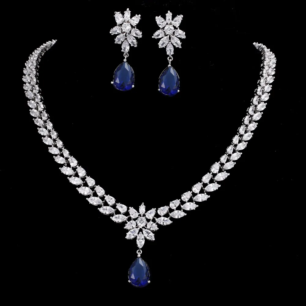 GMGYQ Kleur Beste Kwaliteit Блестящий Кристалл Zirkoon Oorbellen En Kettng Sieraden набор трууюрк банкетные