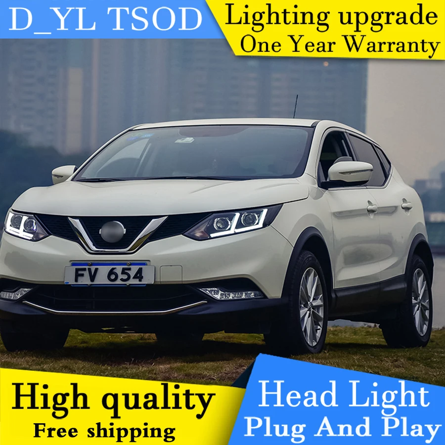 Car Styling Headlights for Nissan Qashqai 2016 LED Headlight Head Lamp Daytime Running Light DRL Bi-Xenon HID | Автомобили и
