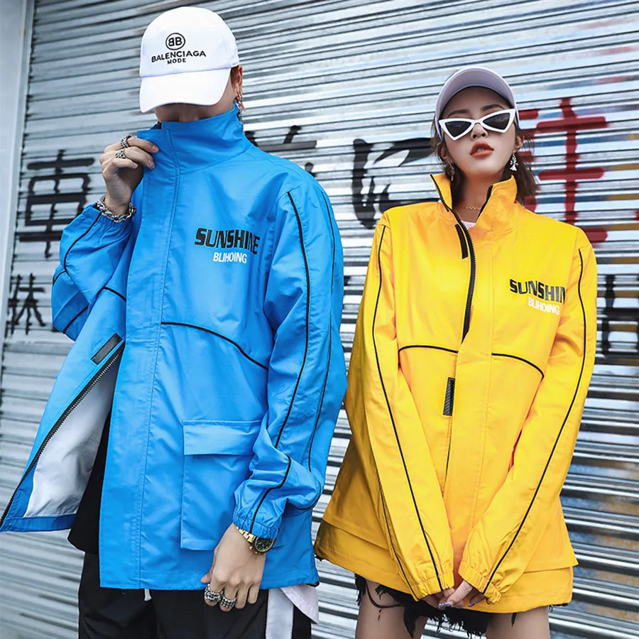 Мужская ветровка Anoraks синяя/желтая куртка в стиле хип хоп 2019|Плащи и тренчи| |