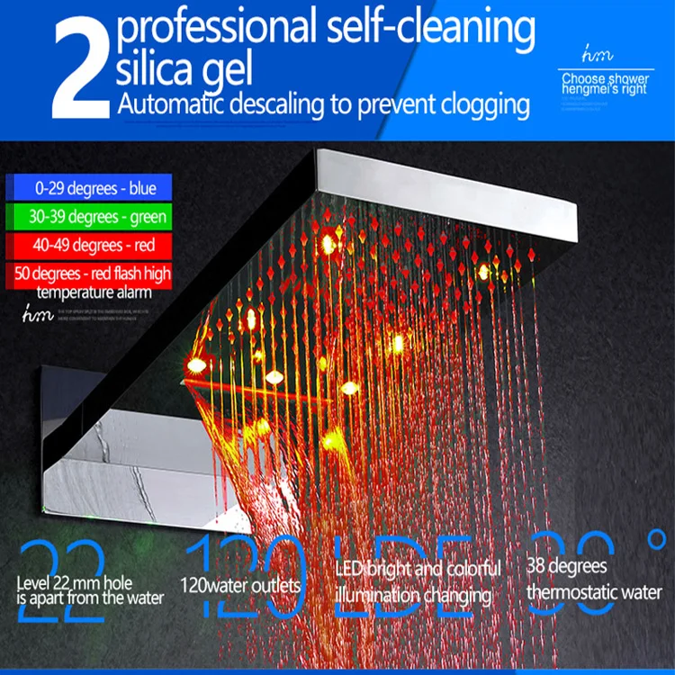 Вставлять Аксессуары для ванной комнаты 3 Функция 22 дюймов светодиодный дождь spa