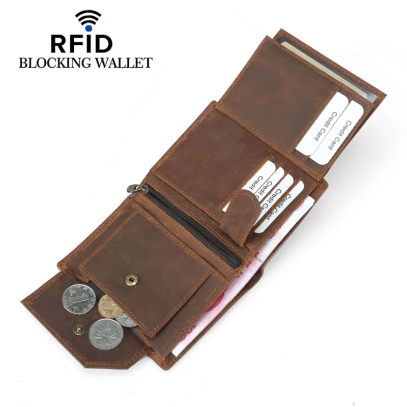 Мужской бумажник с блокировкой RFID из натуральной коровьей кожи зажимом для денег