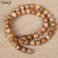 yanqi natural stone beads picture stone round loose jaspers beads pick size 4 6 8 10 12mm for bracelet necklace jewelry making