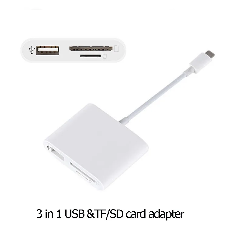 White Reilim OTG USB адаптер для камеры lightning к micro SD TF кард-ридер комплект для iphone ipad для apple ios 13 конвертер - Цвет: White