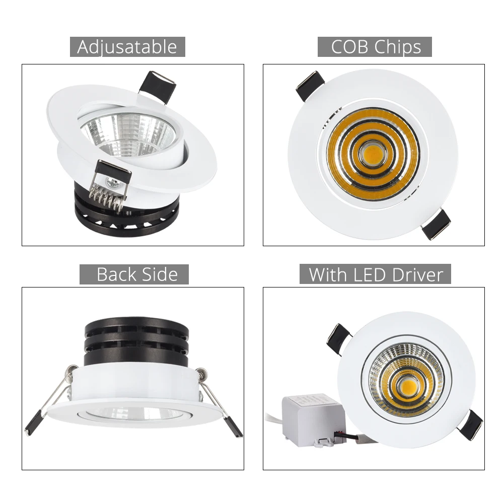 Lámpara empotrada regulable para el hogar, foco led cob de 3w, 5w, 10w, 110v y 220v, gran oferta