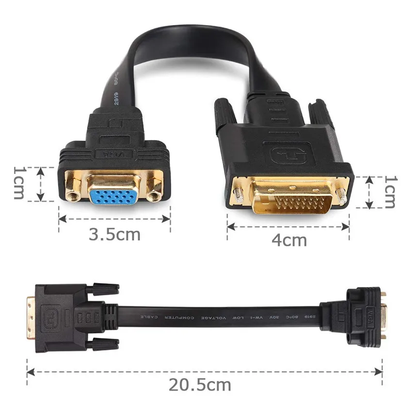 Адаптер DVI-i 24 + 1 к VGA переходник типа Папа-VGA с позолоченным 1080P цифровым видео