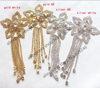 2pcslot sewing on star crystal rhinestone applique with tassel fringe silver gold ab crystal color diy wedding evening dress