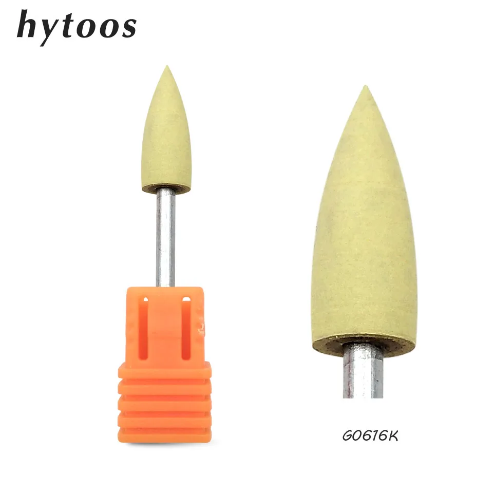 Yellow HYTOOS 6*16 мм конусное Силиконовое педикюрное сверло 3/3" роторные сверла для маникюра, аксессуары, Tools-G0616K для полировки ног - Цвет: Yellow