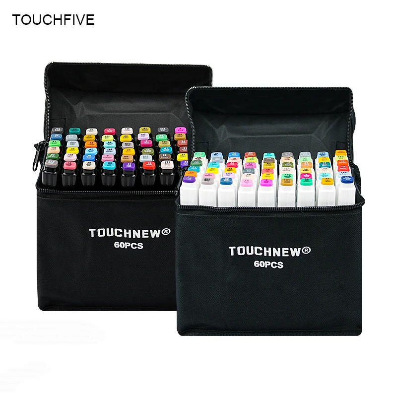 TouchFIVE маркеры 40/60/80/168 и 30 штук на выбор, набор профессиональных маркеров на спиртовой основе с двойным наконечником для рисования, эскизов, дизайна, манги и аниме