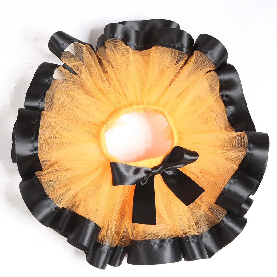 Принцесса Малыша Девушка Пачка Orange Тюль Юбка с Черной Лентой Отделкой Размер