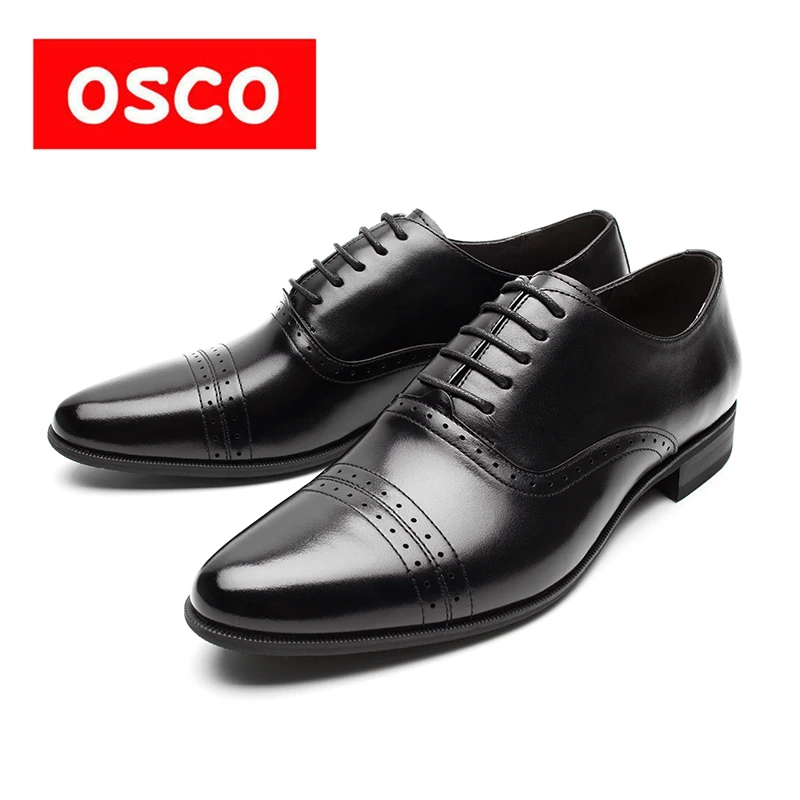 OSCO мужские модные туфли из парчи с резным узором деловая обувь натуральной кожи