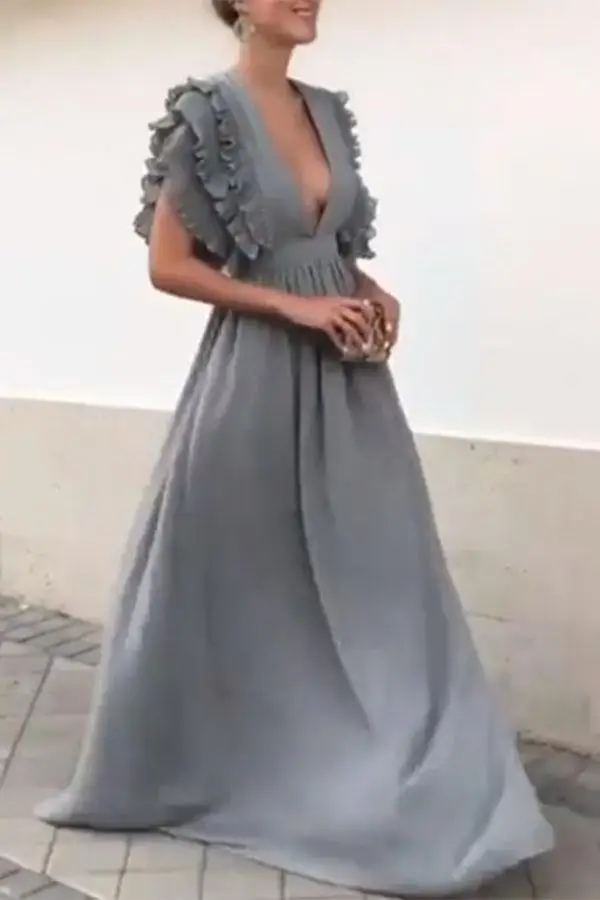 С v-образным вырезом длинное платье Кружева Высокая талия пол Длина пикантные