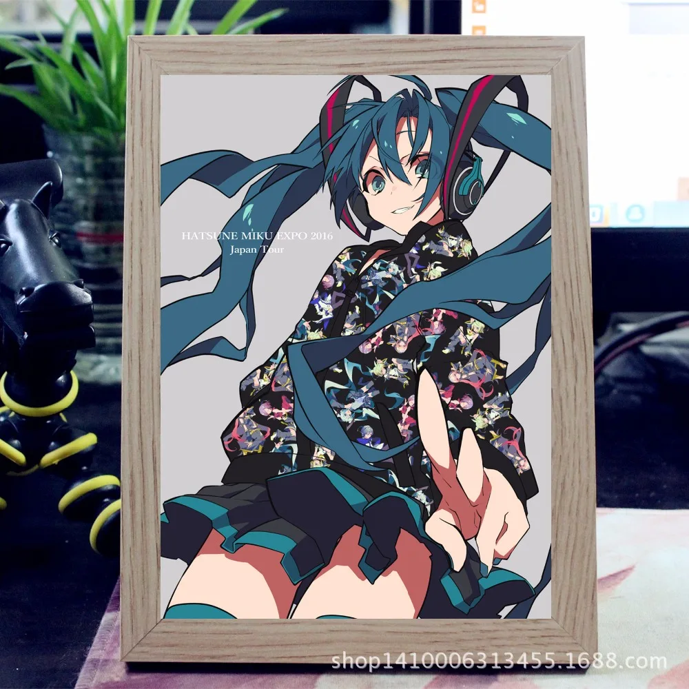 Who Канцтовары магазин аниме фоторамка рисунок повесить картину плакаты Hatsune Miku A3 7