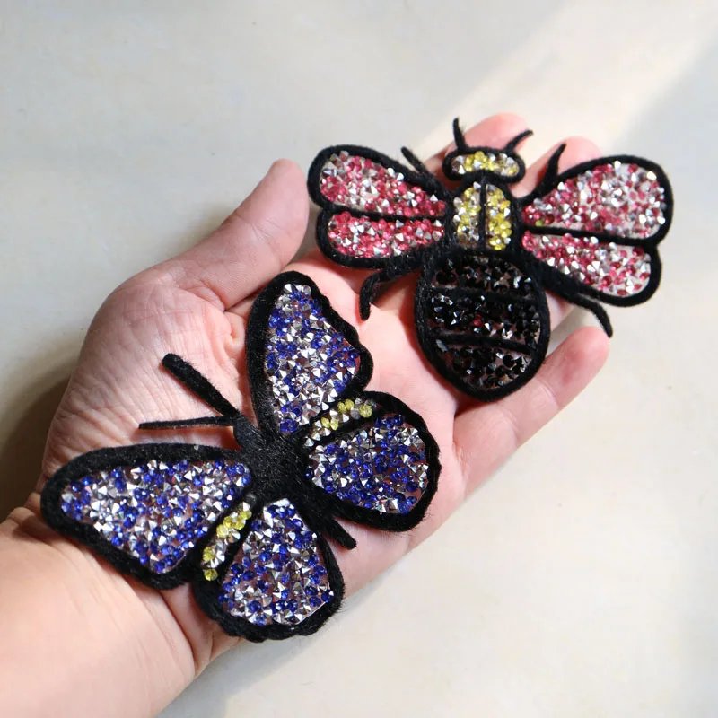 2 шт./компл. патчи с железными блестками Пчелой и бабочками для одежды Вышивка