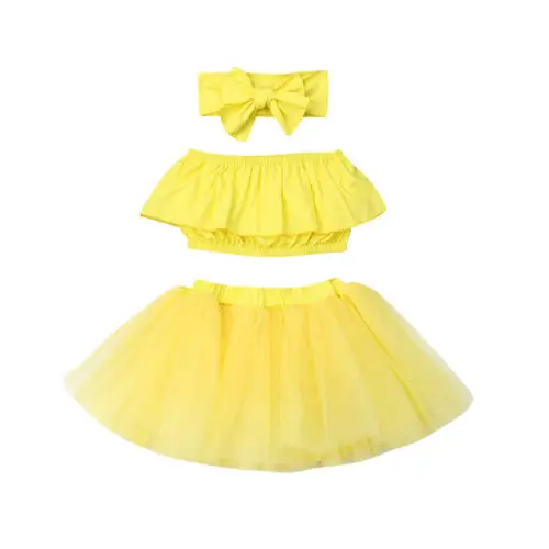 

Newborn Toddler Baby Girl Summer Clothes Outfit Set Kids Lace Tops+Tulle Dress Skirts 3Pcs Children Sunsuit Clothing Sets